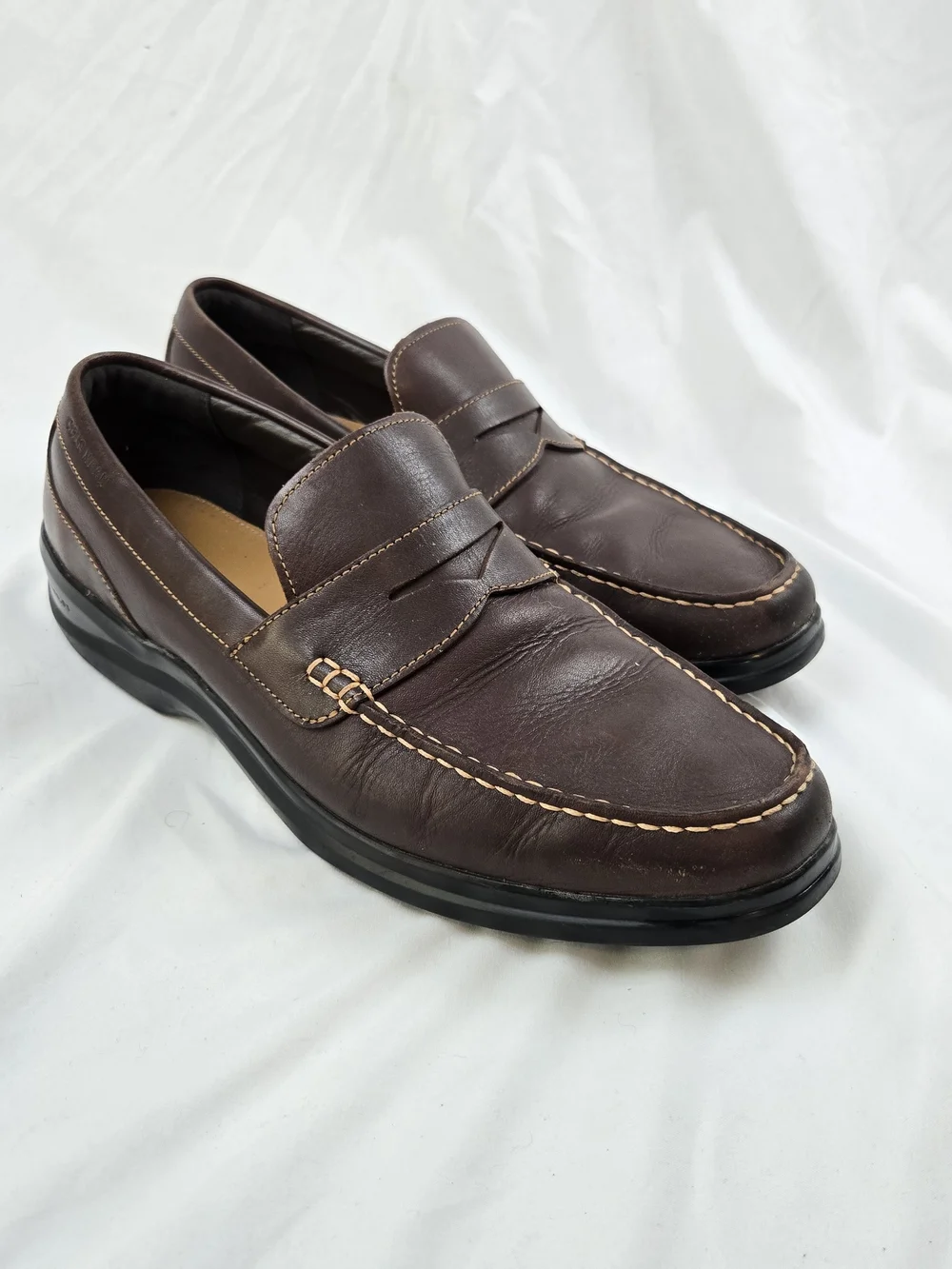 Cole Haan Grand.OS Men's Brown Leather Penny Loafers Size 13M Slip On Comfort
